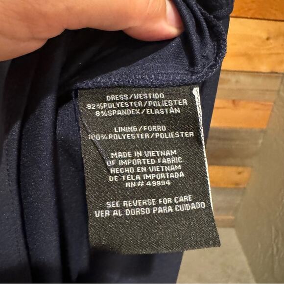 R&M Richards Mesh Sequin Embellished Short Sleeve Maxi Evening Dress Navy Size 6 - Picture 12 of 13